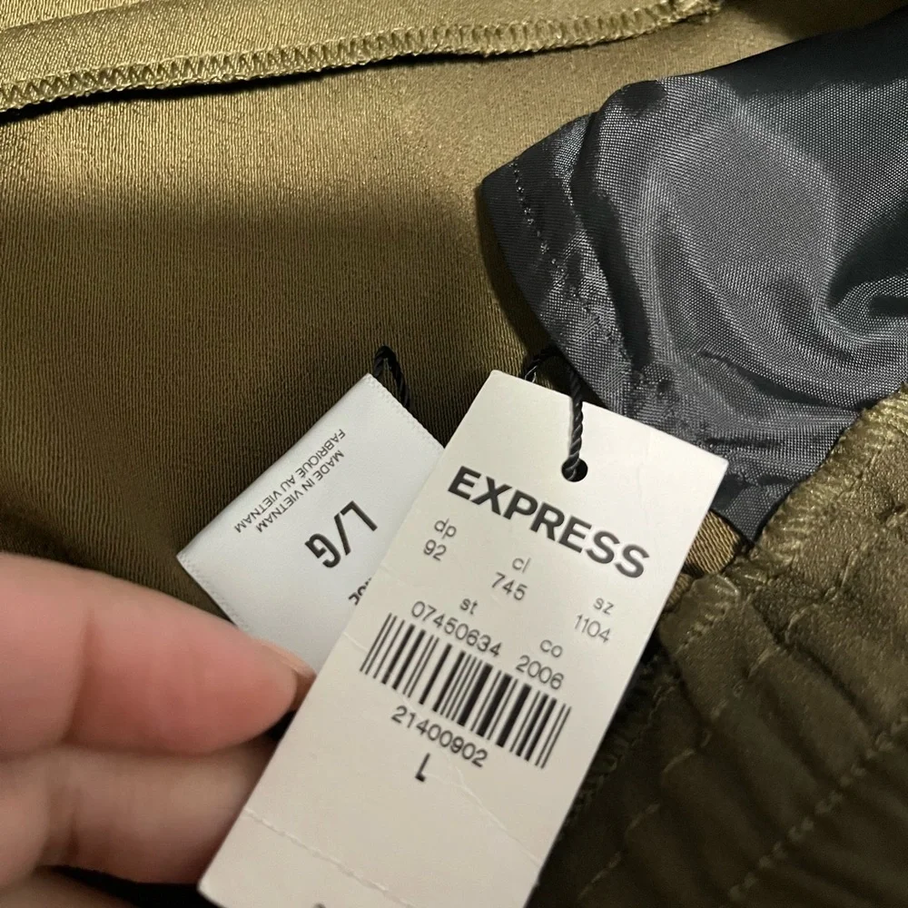 Express draw string dress pants dark green brand new - Picture 1 of 2
